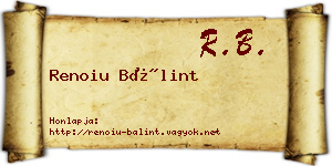 Renoiu Bálint névjegykártya
